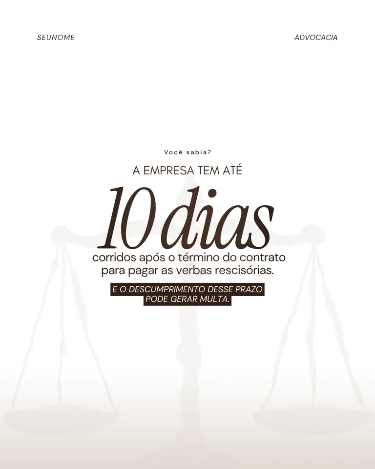Template Prazo de 10 dias das verbas rescisórias - Direito Trabalhista